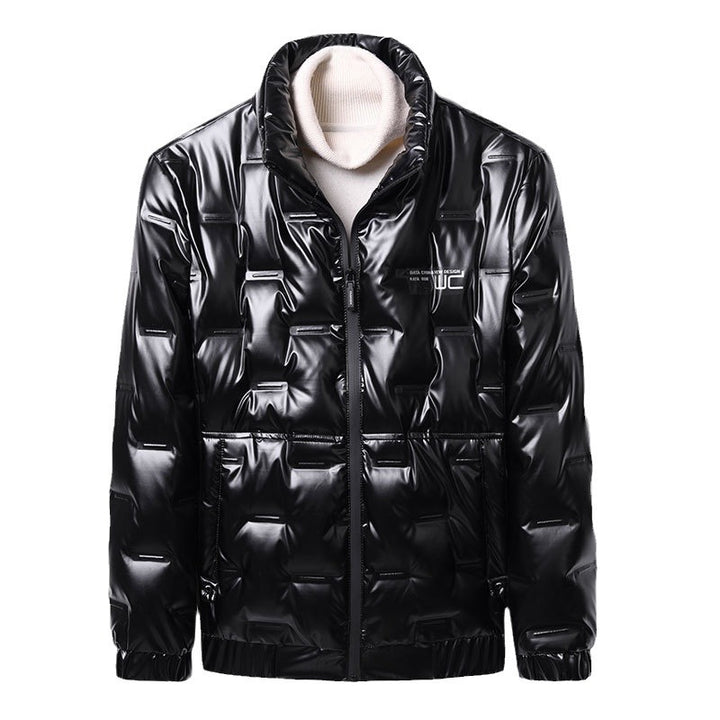 Herren glänzende Steppjacke mit hochabschließendem Kragen Echoarchiv