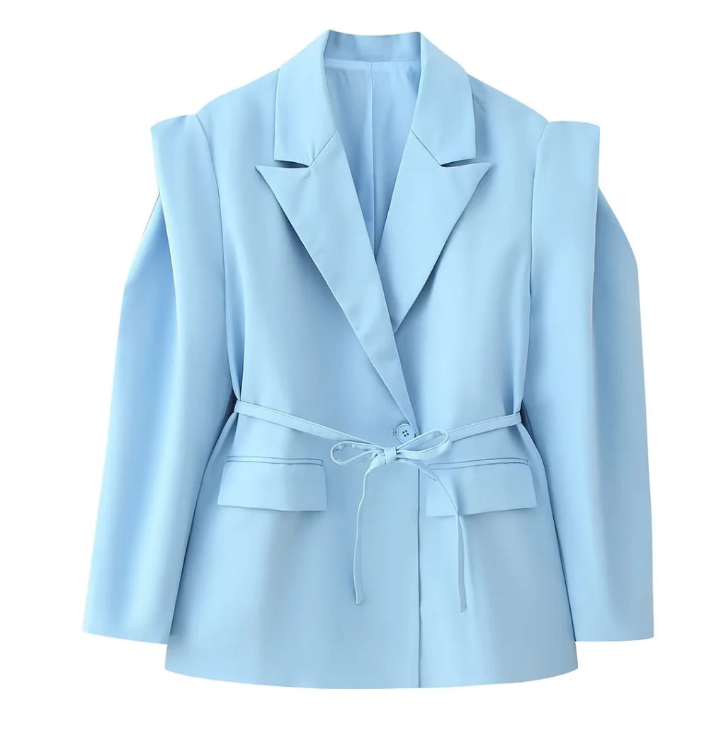 Damen Blazer mit Schulter-Cutouts, Taillengürtel und Ein-Knopf-Verschluss Echo Archiv