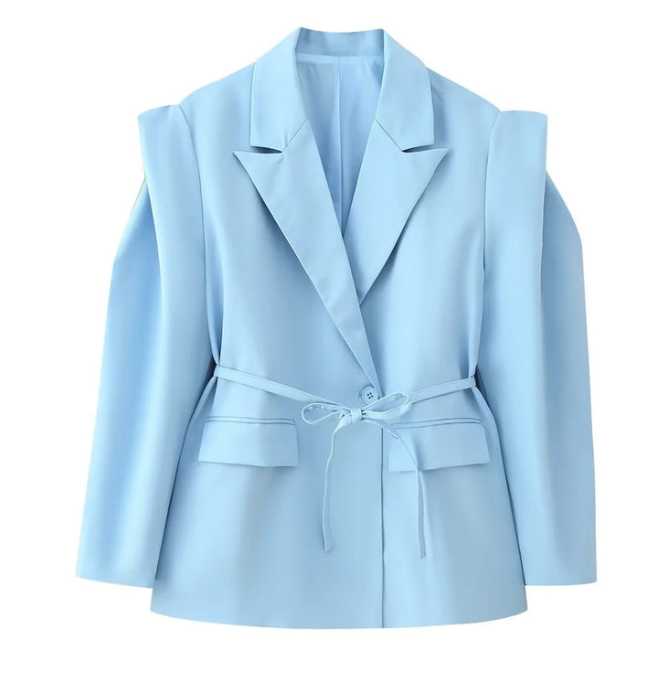 Damen Blazer mit Schulter-Cutouts, Taillengürtel und Ein-Knopf-Verschluss Echo Archiv