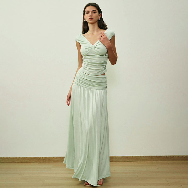 Damen Langarm-Maxikleid mit drapierten Details Echo Archiv