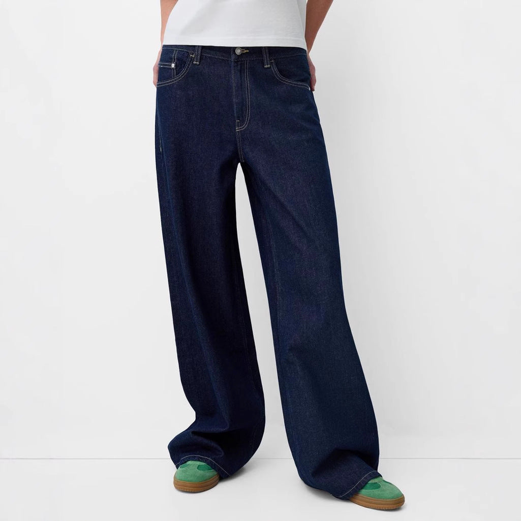 Damen nan ultraweite bodenlange Denim-Palazzohose mit cleanem Taschen-Schnitt und leichter Stretchwirkung Echo Archiv