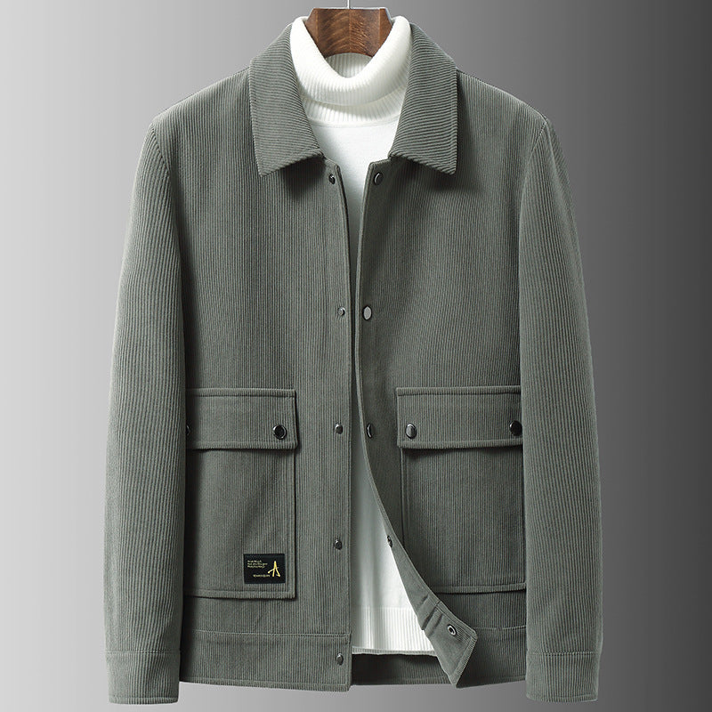Herren Cordjacke mit Utility-Taschen und Druckknopfverschluss Echoarchiv