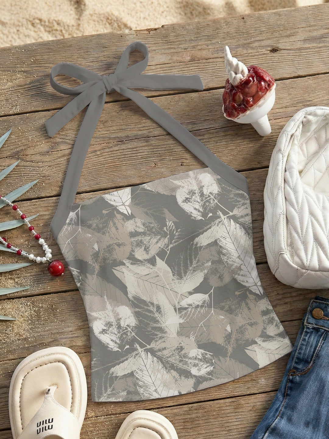 Damen Neckholder Top mit verspieltem Leopardenmuster Echo Archiv