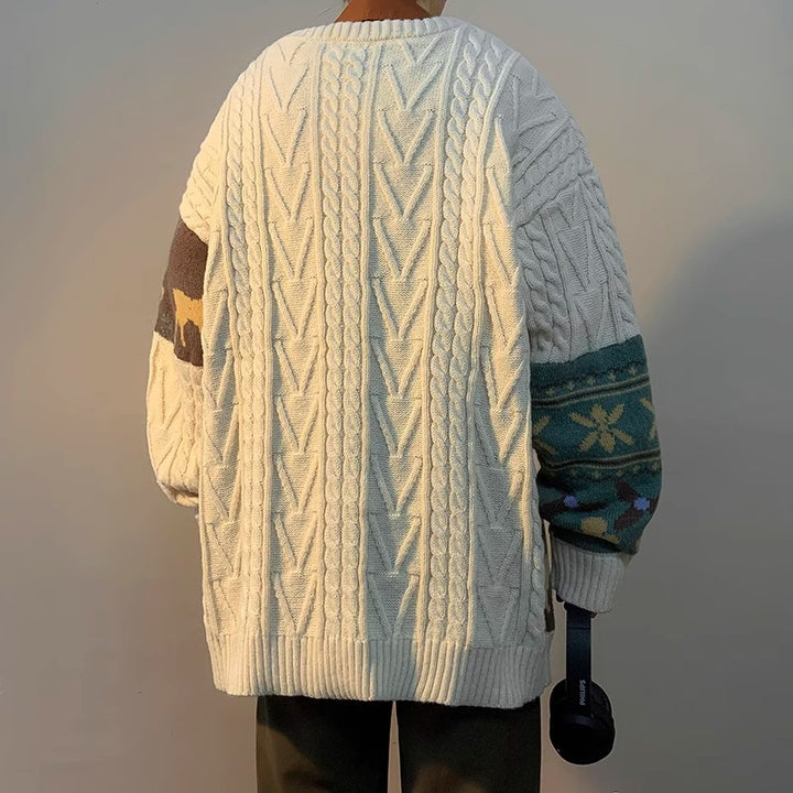 Damen gemusterter Grobstrickpullover Echoarchiv