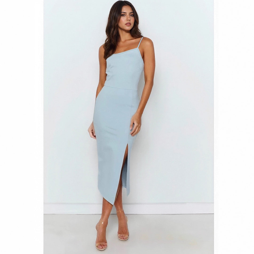 Damen Elegantes Midi-Kleid mit asymmetrischem Saum und Schlitz Echo Archiv