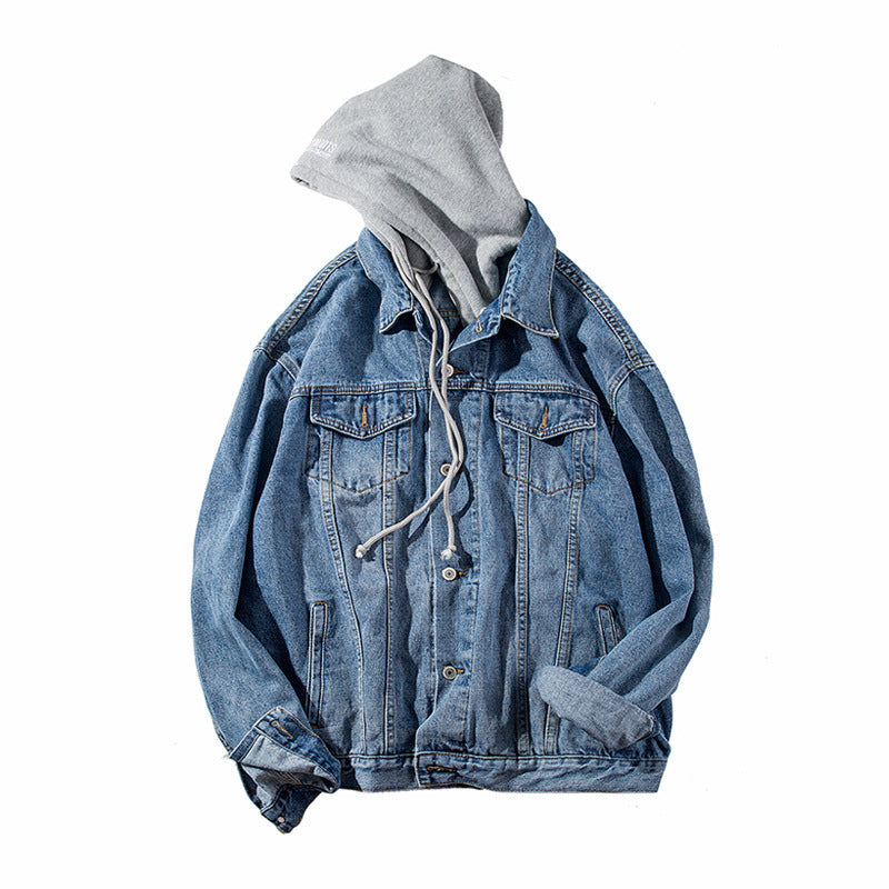 Herren Modische Denimjacke mit Kapuze Echoarchiv