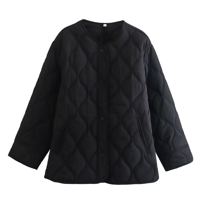 Damen Gefütterte Steppjacke im Boxy‑Schnitt mit Rundhalsausschnitt Echoarchiv
