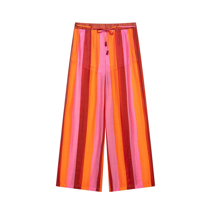 Damen Weite Culotte-Hose mit Tunnelzugbund und senkrechten Streifen Echo Archiv