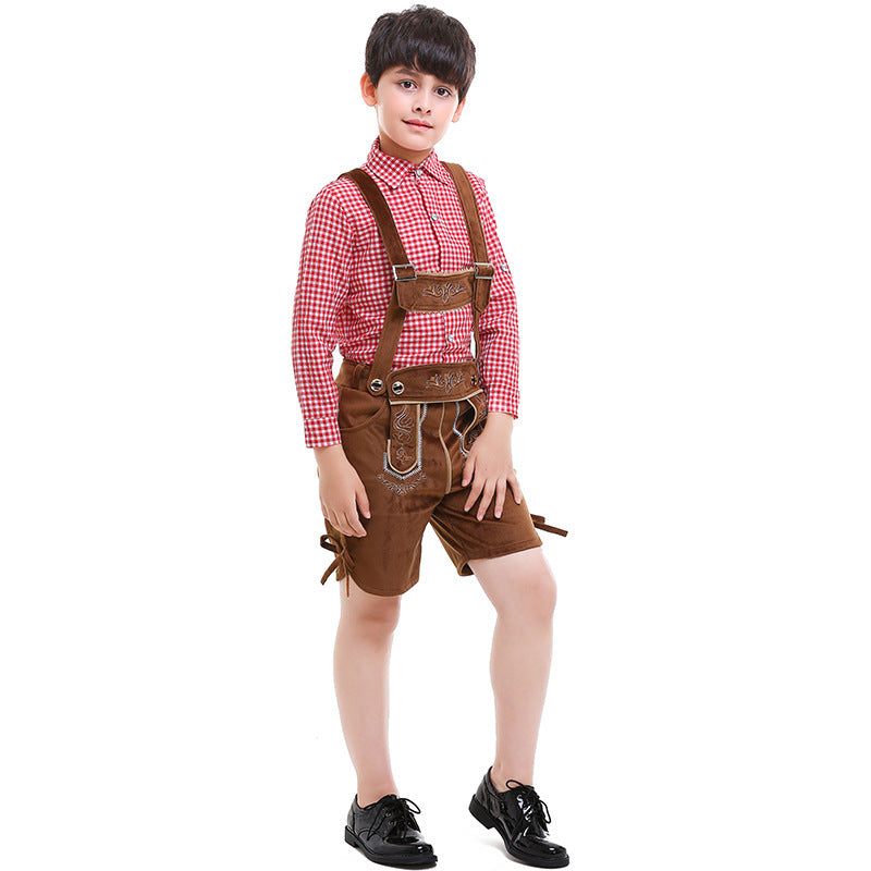 Unisex nan traditionelle Kinderlederhose mit verstellbaren Trägern und feiner Stickerei Echo Archiv