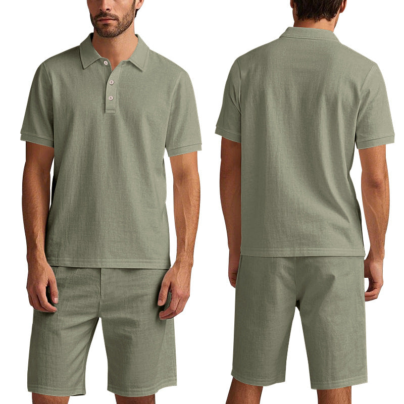 Herren lässiges Leinen-Shorts-Set mit strukturierter Oberfläche und entspannter Passform Echoarchiv