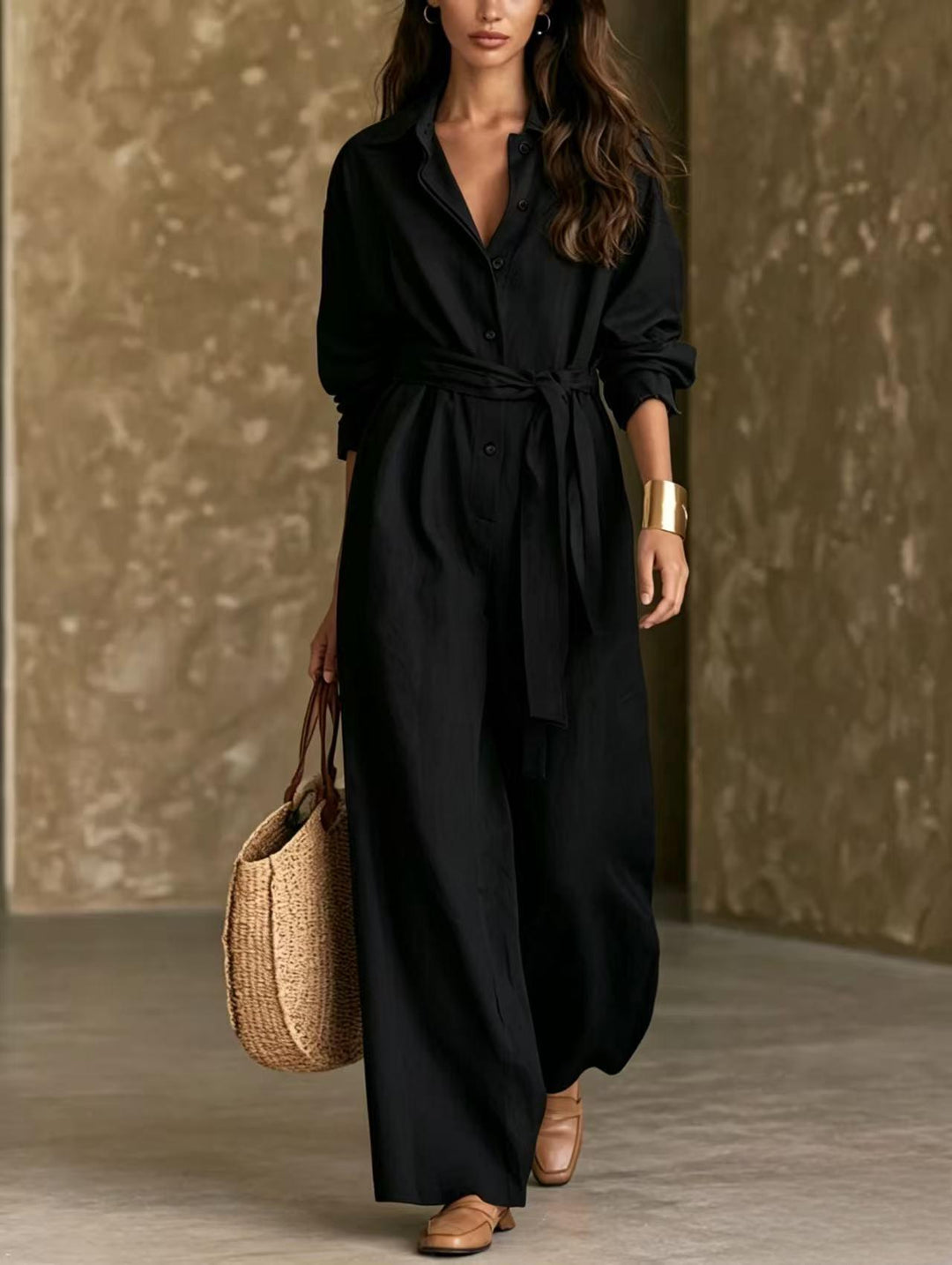 Damen Elegantes Hemdkleid mit Taillengürtel Echo Archiv