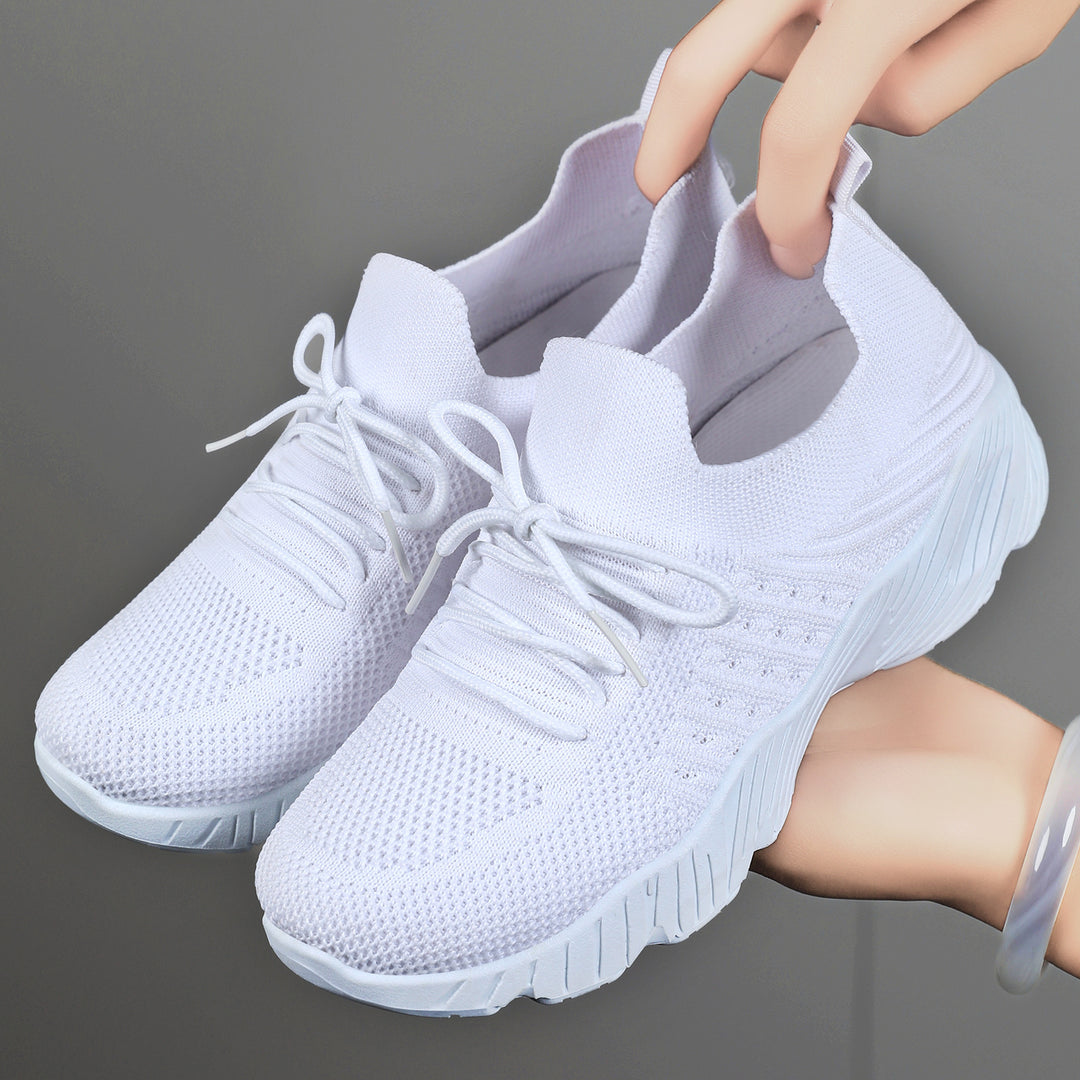 Damen nan nahtloser Strick-Sneaker mit elastischem Einstieg, gepolsterter EVA-Keilsohle und Zuglasche Echo Archiv