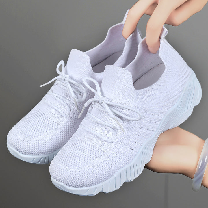 Damen nan nahtloser Strick-Sneaker mit elastischem Einstieg, gepolsterter EVA-Keilsohle und Zuglasche Echo Archiv