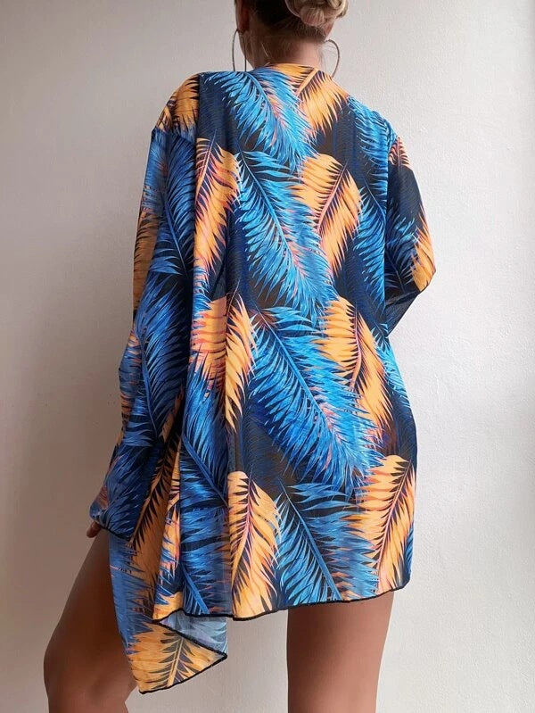 Damen Bandeau-Bikini mit floralem Design und passendem Kimono Echo Archiv