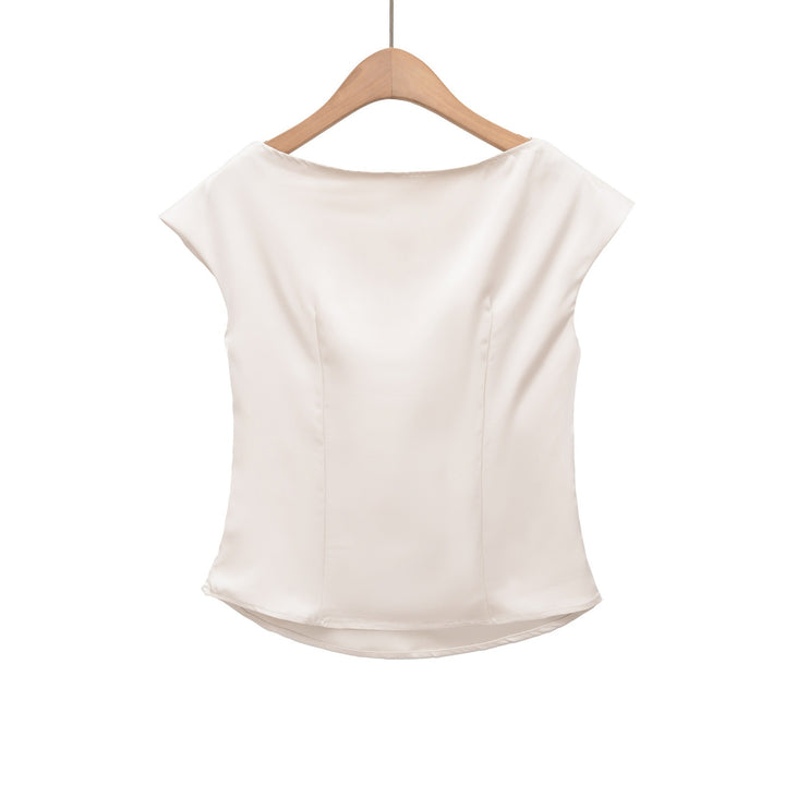 Damen elegante Satinbluse mit raffiniertem Wasserfall-Ausschnitt Echo Archiv