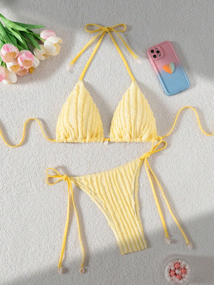 Damen Triangel-Bikinioberteil mit strukturierter Textur Echo Archiv