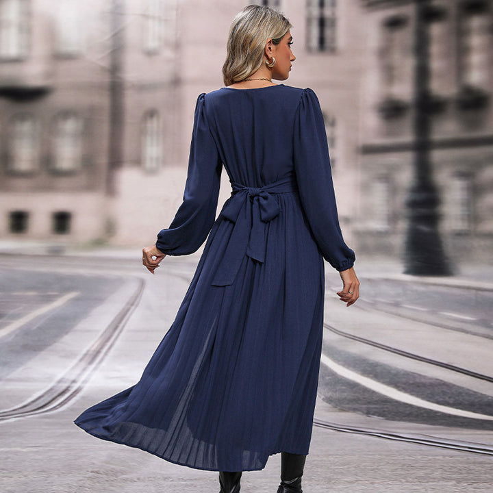 Damen Langes Viskose-Maxikleid mit Wickel-Taille, tiefem V‑Ausschnitt und hohem Beinschlitz Echoarchiv