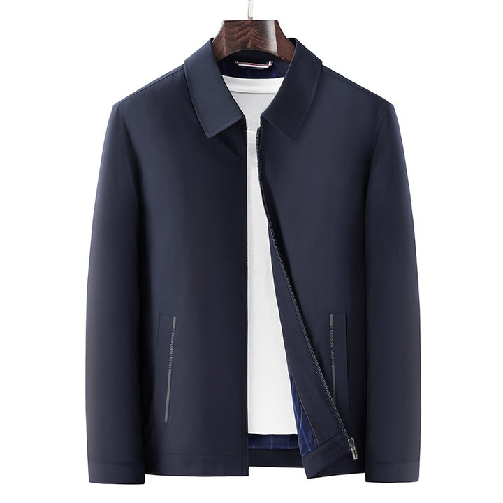 Herren Minimalistische leichte Übergangsjacke mit Hemdkragen, verdecktem Reißverschluss & seitlichen Reißverschlusstaschen Echoarchiv