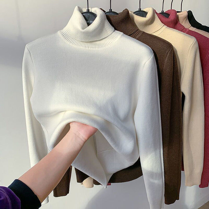 Damen Feinstrick-Rollkragenpullover mit wärmendem Innenfutter und schmaler Silhouette – Mavelle