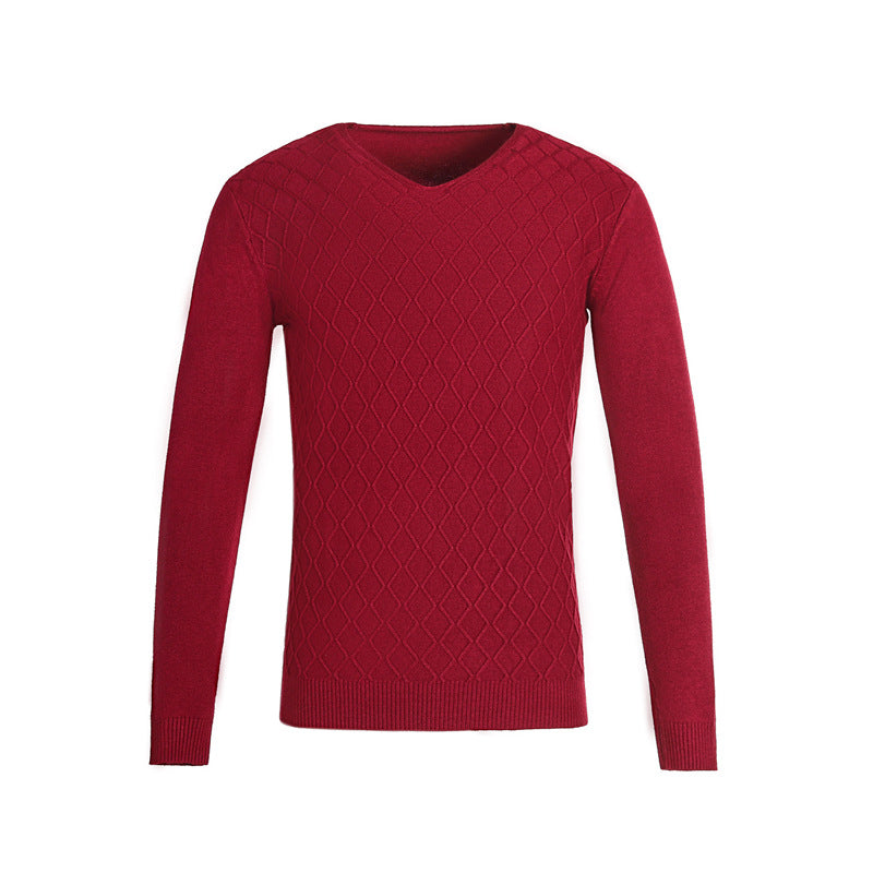 Herren V-Ausschnitt Pullover mit Strukturmuster Echoarchiv