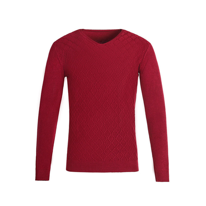 Herren V-Ausschnitt Pullover mit Strukturmuster Echoarchiv
