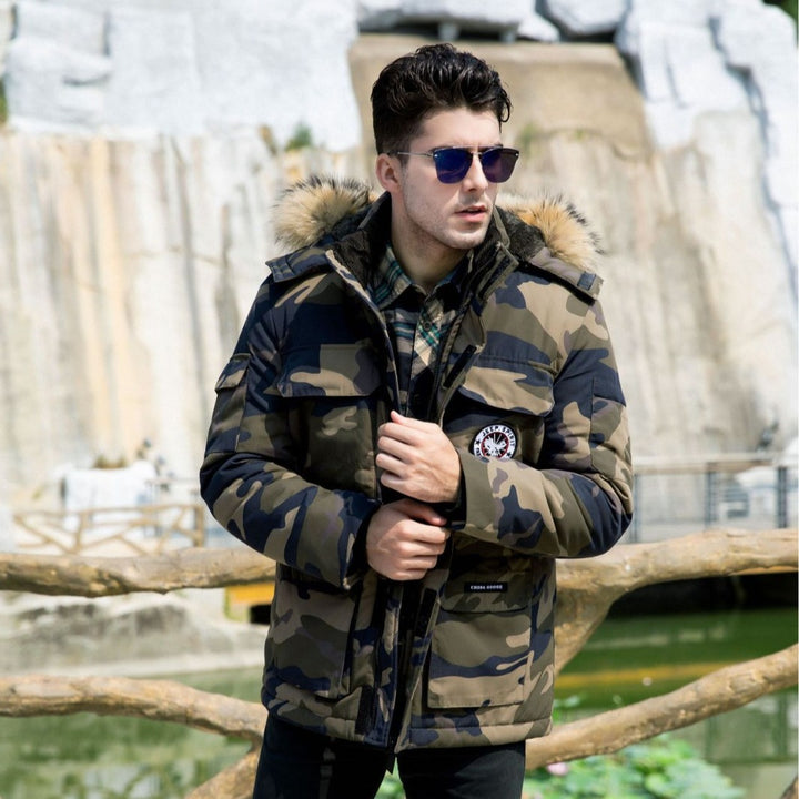Herren isolierter Field-Parka mit abnehmbarem Kunstfellkragen und Mehrfachtaschen Echo Archiv