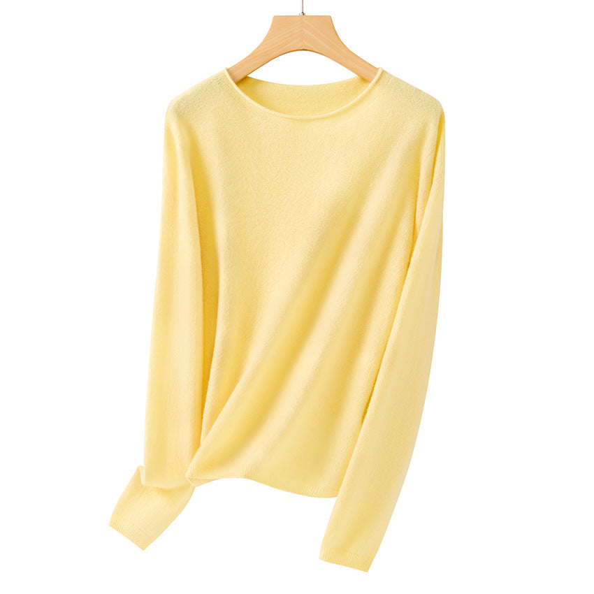 Damen Feiner ultraleichter Rundhalspullover aus Mikrofaser-Feinstrick mit minimalistischer Silhouette Echoarchiv