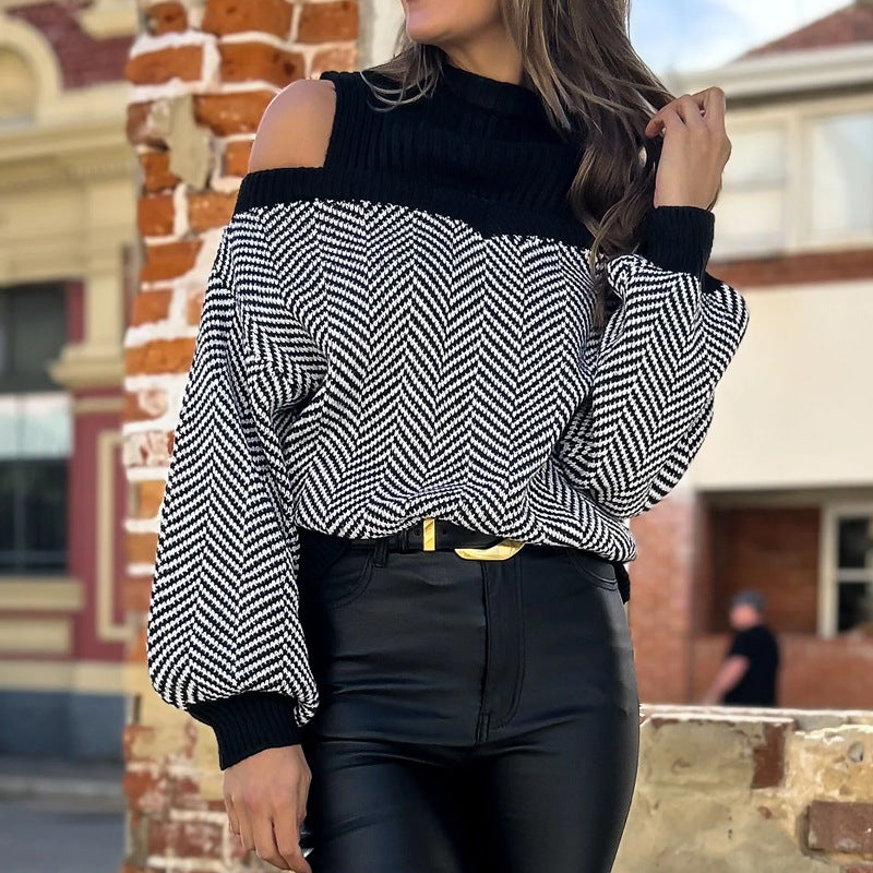 Damen Modischer Pullover mit Schulterauschnitten Echo Archiv