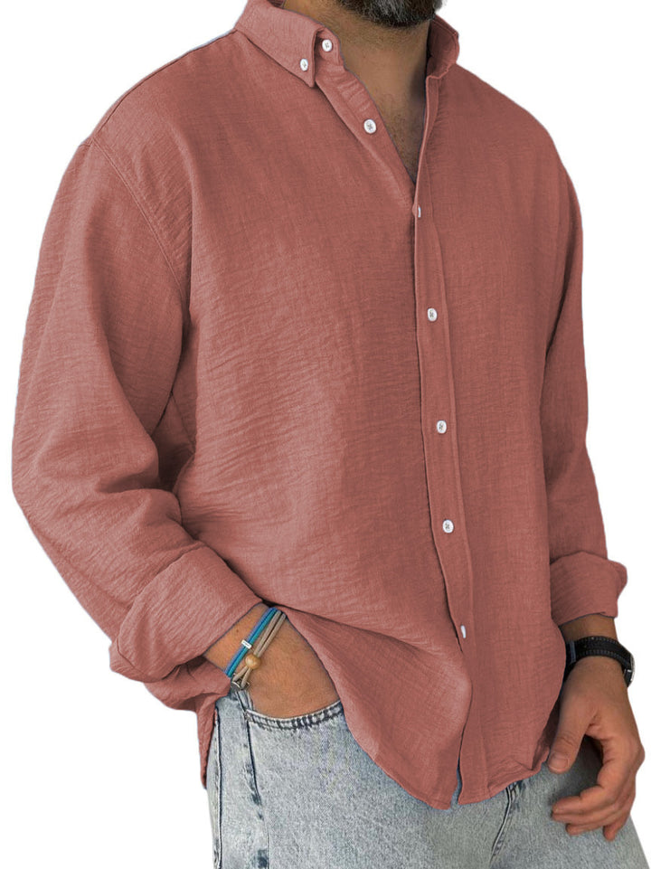 Herren nan leichtes Baumwoll-Leinen-Hemd mit Button-Down-Kragen und entspannter Relaxed-Fit Echo Archiv