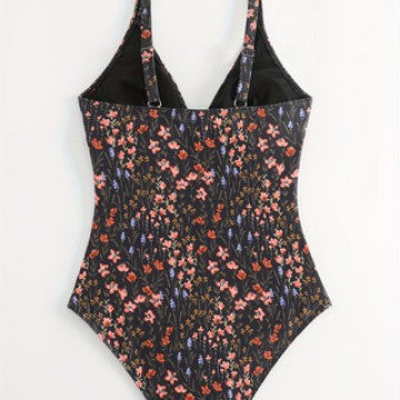 Damen eleganter und figurbetonter Badeanzug mit floralem Design Echo Archiv