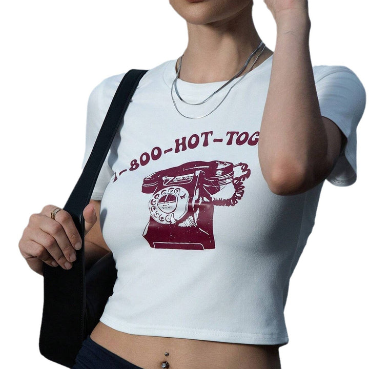 Damen Crop-T-Shirt mit kreativem Telefon-Design Echo Archiv