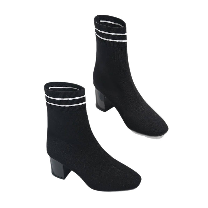 Damen Strumpfstiefeletten mit Blockabsatz Echo Archiv