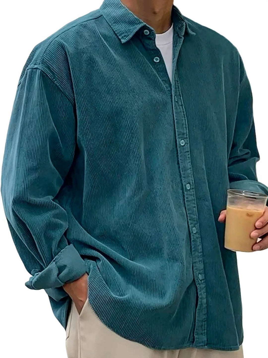 Herren nan langärmliges Oversize-Cordhemd mit Hemdkragen und durchgehender Knopfleiste Echo Archiv