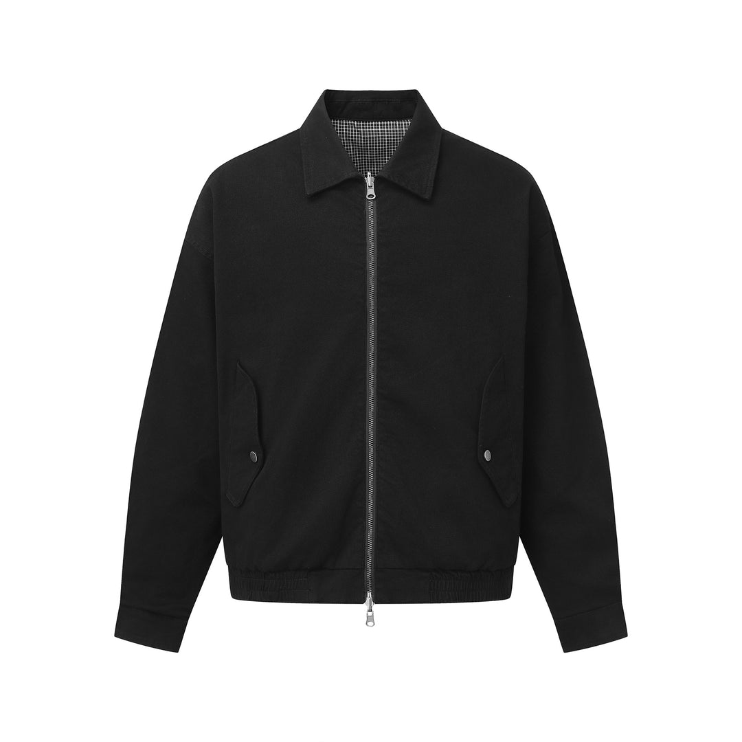 Herren Boxy-Canvas-Blousonjacke mit Reißverschluss, Pattentaschen und elastischem Saum Echoarchiv