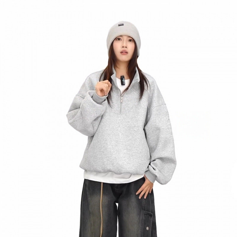 Unisex Halbzip-Sweatshirt mit Raglanärmeln, Eingrifftaschen und geripptem Saum Echoarchiv