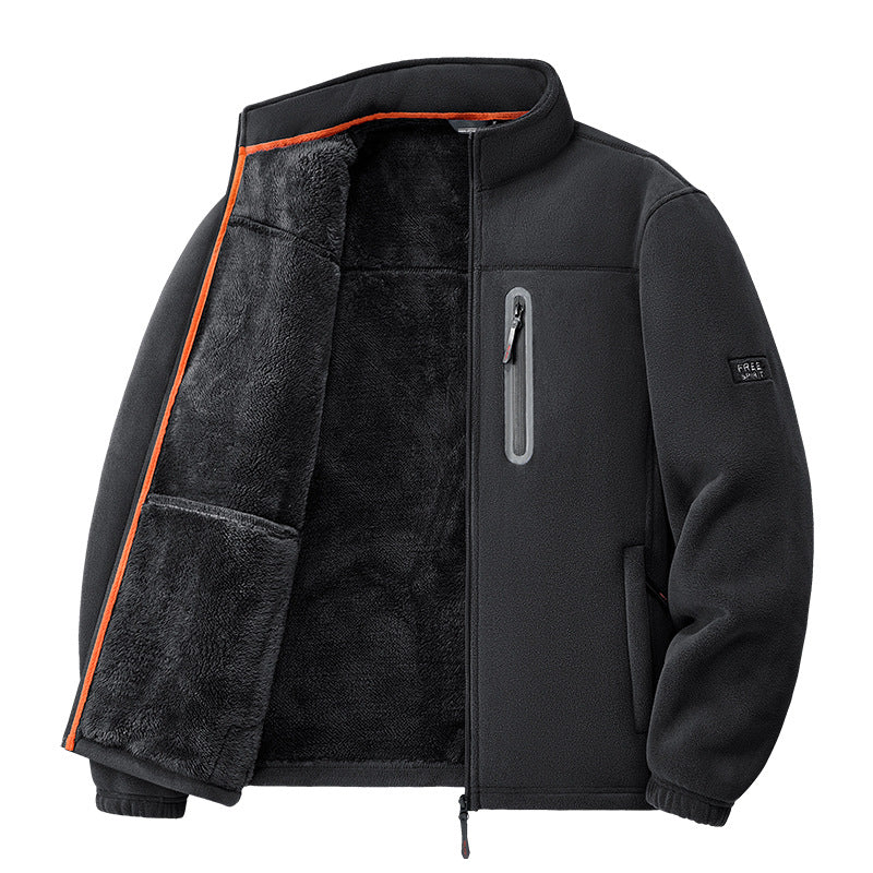 Herren nan Thermo-Fleecejacke mit hochflorigem Teddyfutter, Brust-Reißverschlusstasche und winddichter Front Echo Archiv