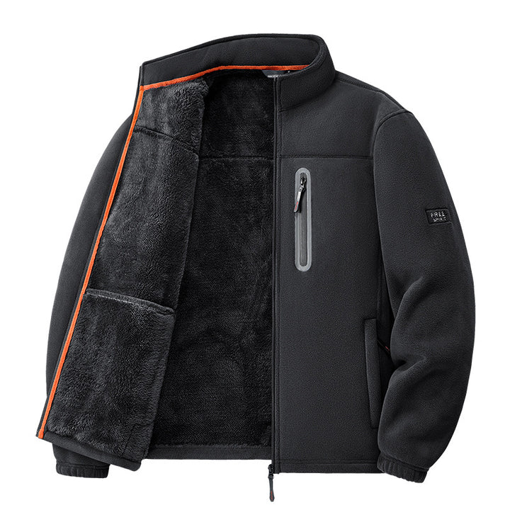 Herren nan Thermo-Fleecejacke mit hochflorigem Teddyfutter, Brust-Reißverschlusstasche und winddichter Front Echo Archiv