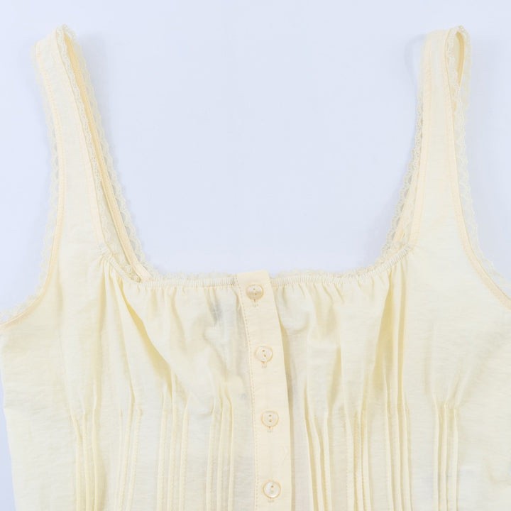 Damen-Crop-Top mit feinen Falten und Zierknöpfen Echo Archiv