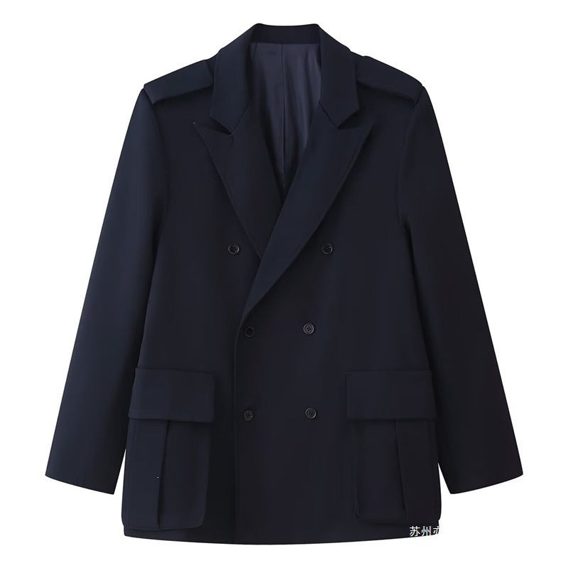 Damen Doppelreihiger Field-Blazer mit großen Pattentaschen und Schulterklappen Echo Archiv