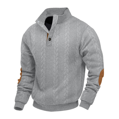 Herren Fleece-Pullover mit strukturiertem Zopfmuster und modernem Stehkragen Echoarchiv