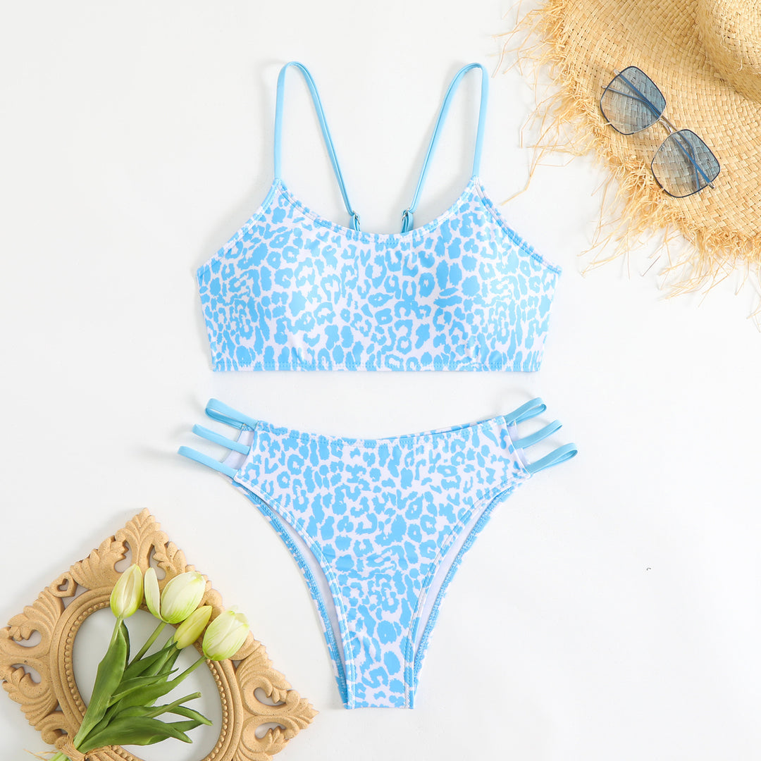 Damen Bikini-Set mit kreativem Leopardenmuster und verstellbaren Trägern Echo Archiv