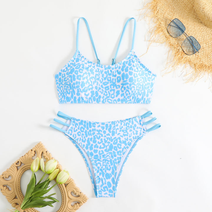 Damen Bikini-Set mit kreativem Leopardenmuster und verstellbaren Trägern Echo Archiv