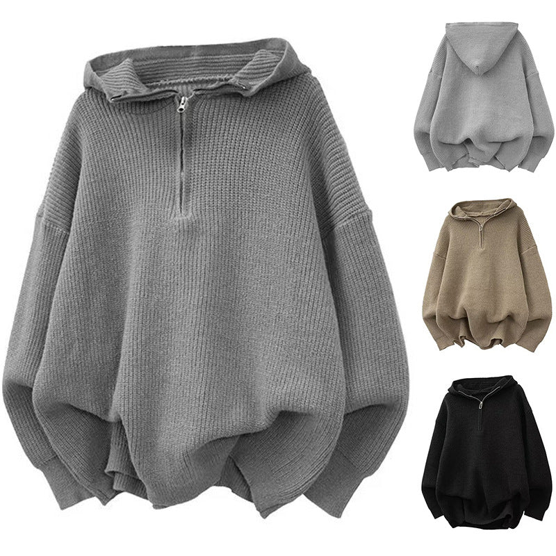 Damen Stilvoller Kapuzenpullover mit Halbreißverschluss Echoarchiv