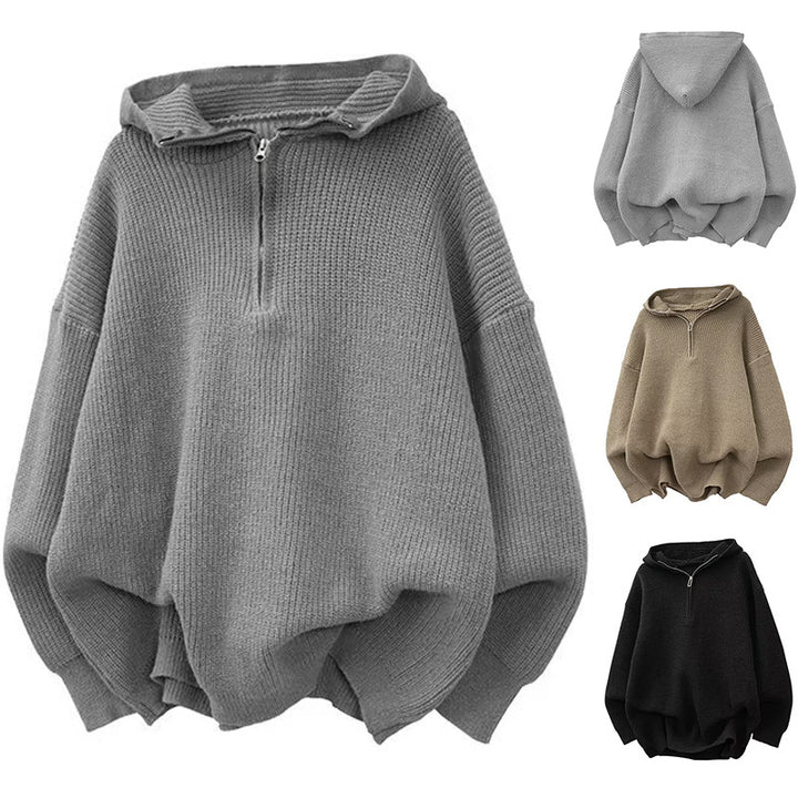 Damen Stilvoller Kapuzenpullover mit Halbreißverschluss Echoarchiv