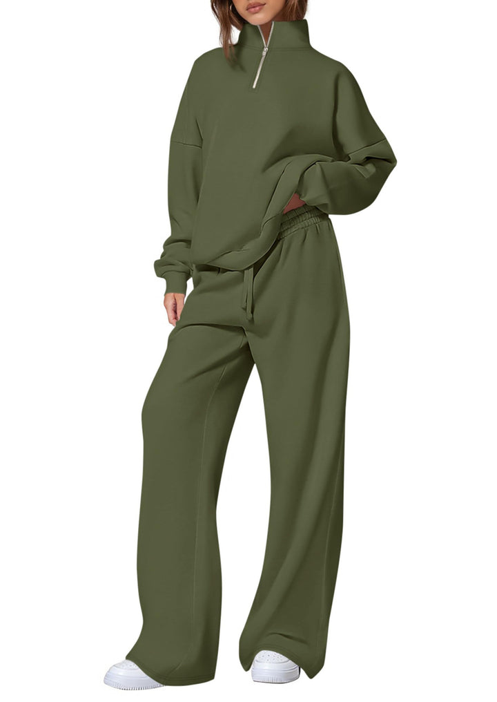 Damen nan oversized Jogginganzug mit Stehkragen halbem Reißverschluss und weitem Bein Echo Archiv