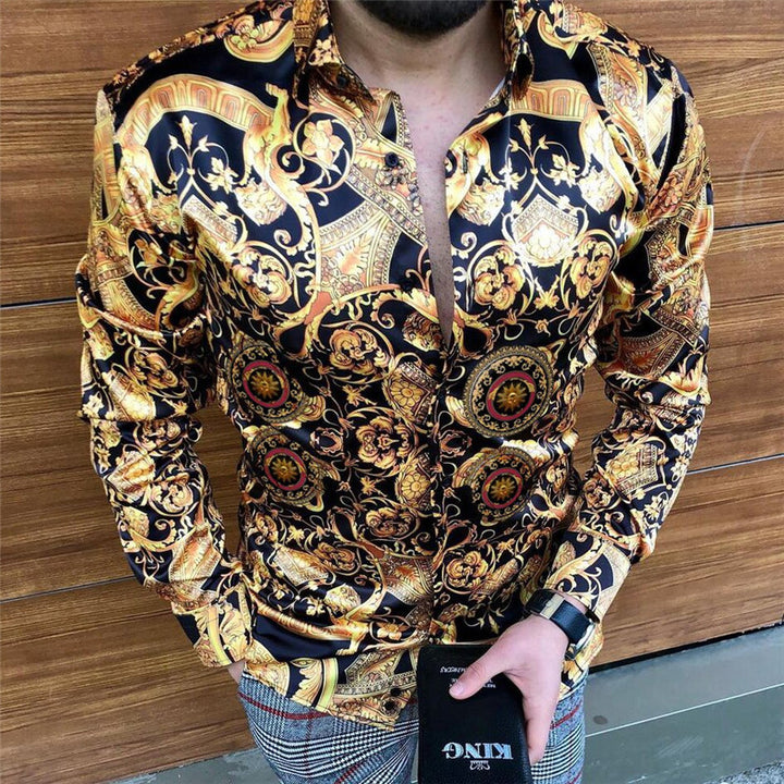 Herren Elegantes Hemd mit auffälligem Tierdruck und floralem Design Echoarchiv