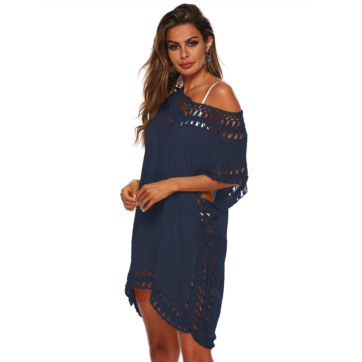Damen Häkel-Strandüberwurf mit elegantem V-Ausschnitt und fransigen Details Echo Archiv