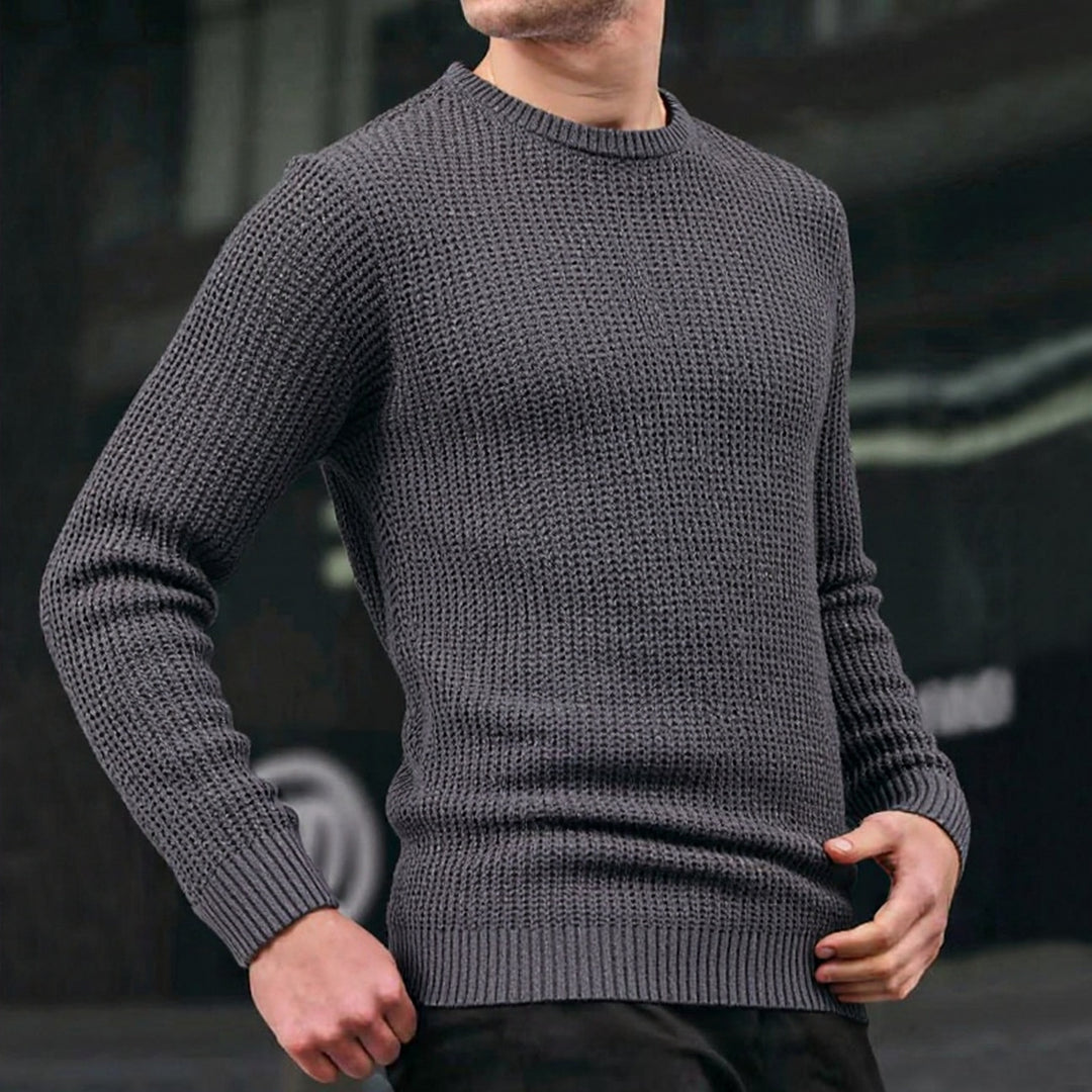 Herren lockerer Strickpullover mit Waffelmuster Echoarchiv