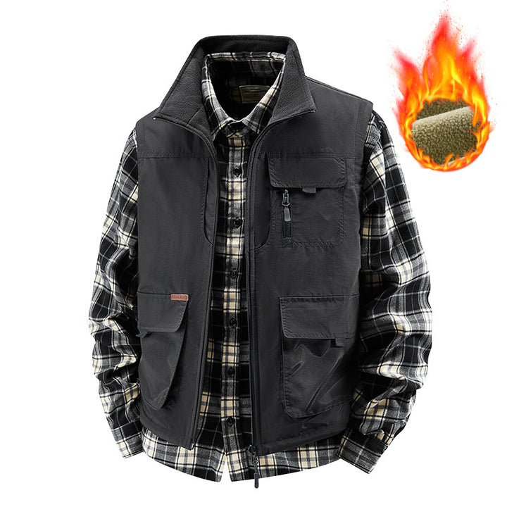 Herren Isolierte Outdoor-Arbeitweste mit hochschließendem Kragen, Fleece-Innenfutter und vielseitigen Organizer‑Taschen Echo Archiv