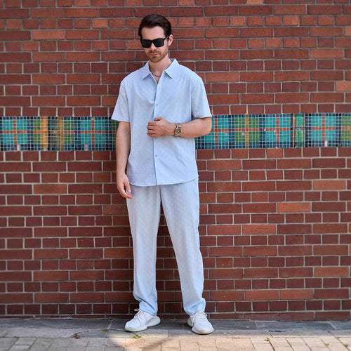 Herren modisches Kurzarmhemd und passende Hose Set Echoarchiv